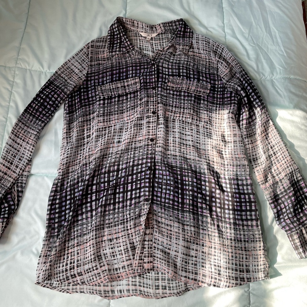 Jack Sheer Patterned Long sleeve Button Up Top